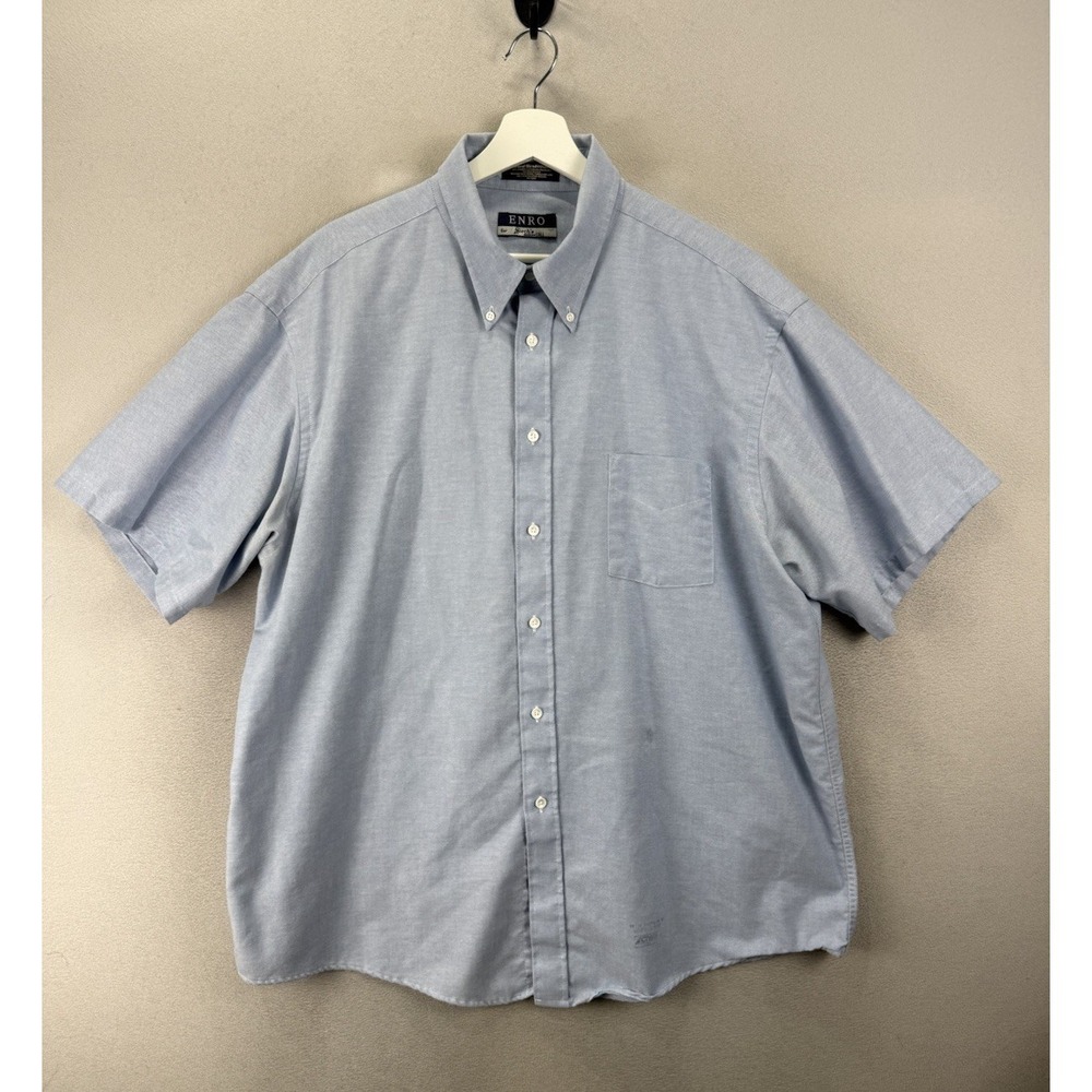 Enro Mens 18 Short Sleeve Button Down Shirt Blue Big Classic Fit Pocket